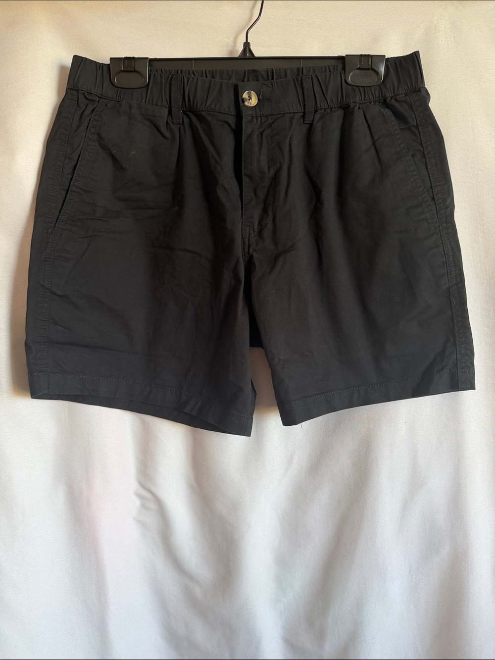 Men's Black Flat-Front Shorts with Elastic Waist